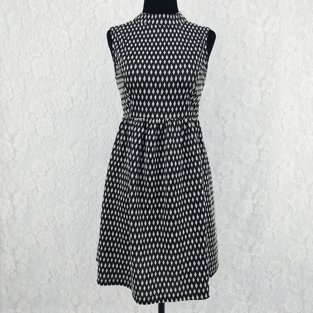 Xhilaration Black and White Diamond Print High Neck Sleeveless Mini Dress